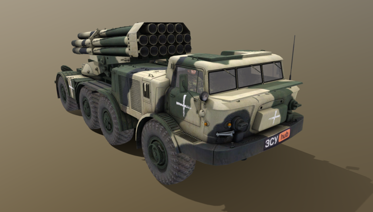 Ukrainian BM-27 Uragan 3d model