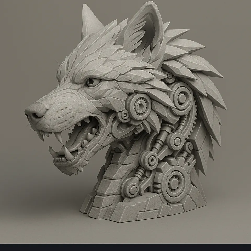 Wolf Mecha head 3d model