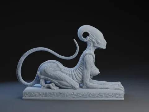 Alien Sphynx Pen Holder 3d model
