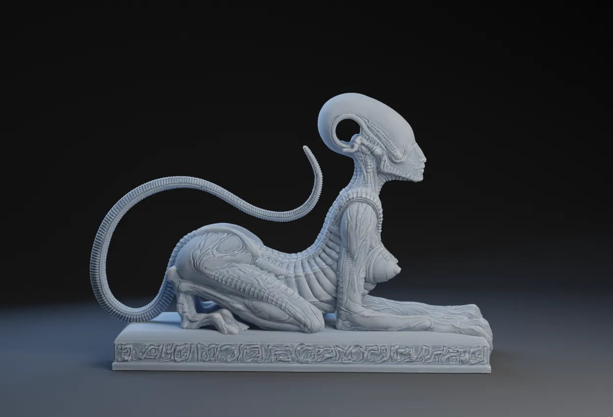 Alien Sphynx Pen Holder 3d model