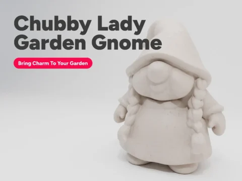 Chubby Elderly Lady Garden Gnome 3d model