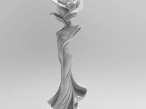 Elegant Marble Rose 3d model