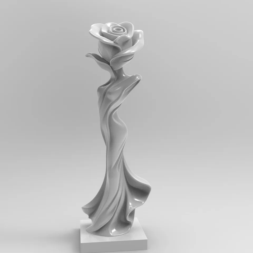 Elegant Marble Rose 3d model