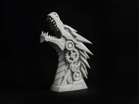 Mechanical Dragon Statue 3d model
