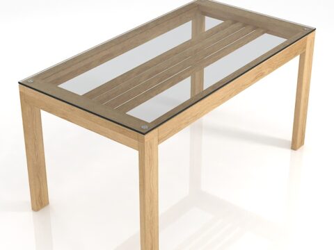 Dining Glass-Wood Table 3d model