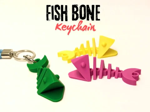 Fish Bone Keychain 3d model