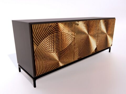 Golden Credenza Commode 3d model