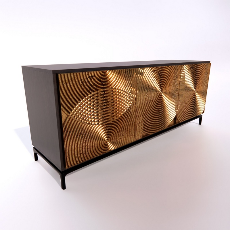 Golden Credenza Commode 3d model