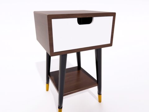 Nightstand with Lamp and Bowl 3d model
