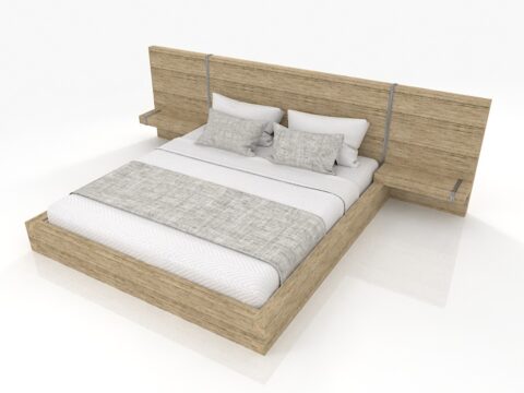 Vintage Wood Bed 3d model