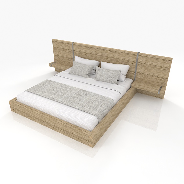 Vintage Wood Bed 3d model