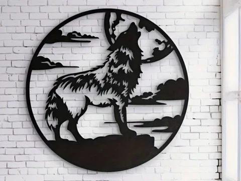 WallArt Wolf Moon 3d model