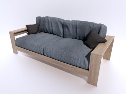 Walnut Wood Furniture SOFA-M 3d model