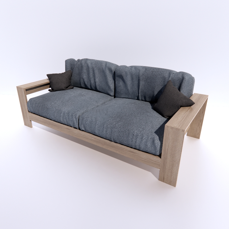 Walnut Wood Furniture SOFA-M 3d model
