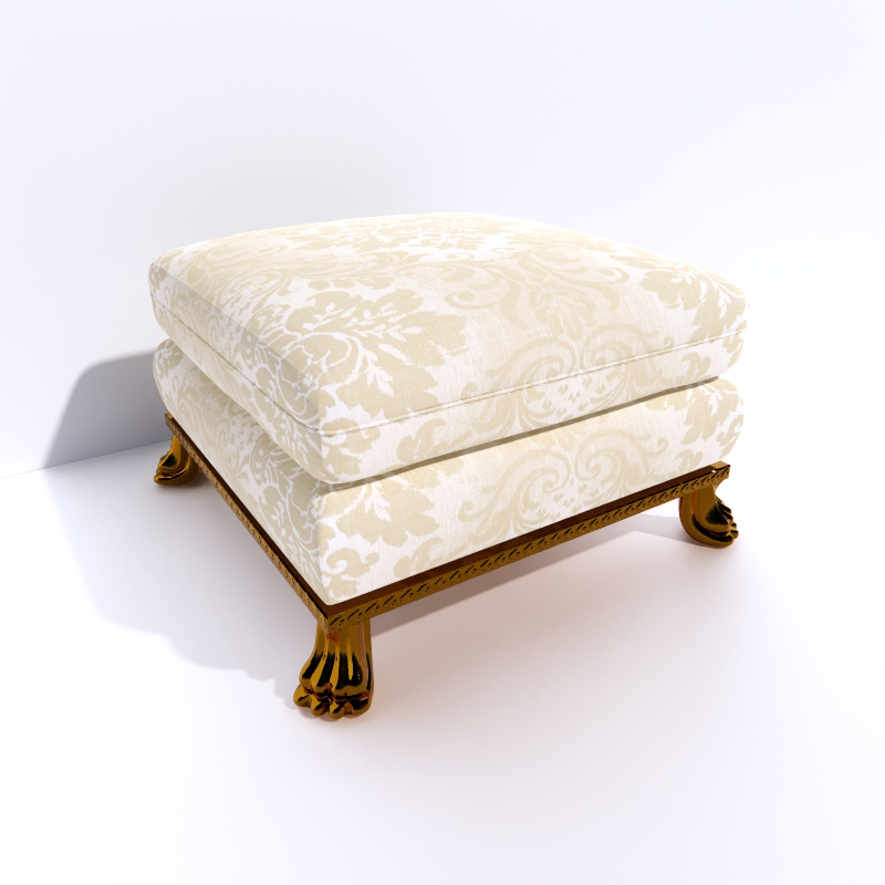 Cavello Footed Ottoman 3d model