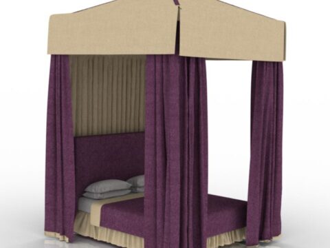 Curtain Bed-Very Nice Bed With Canopy 3d model