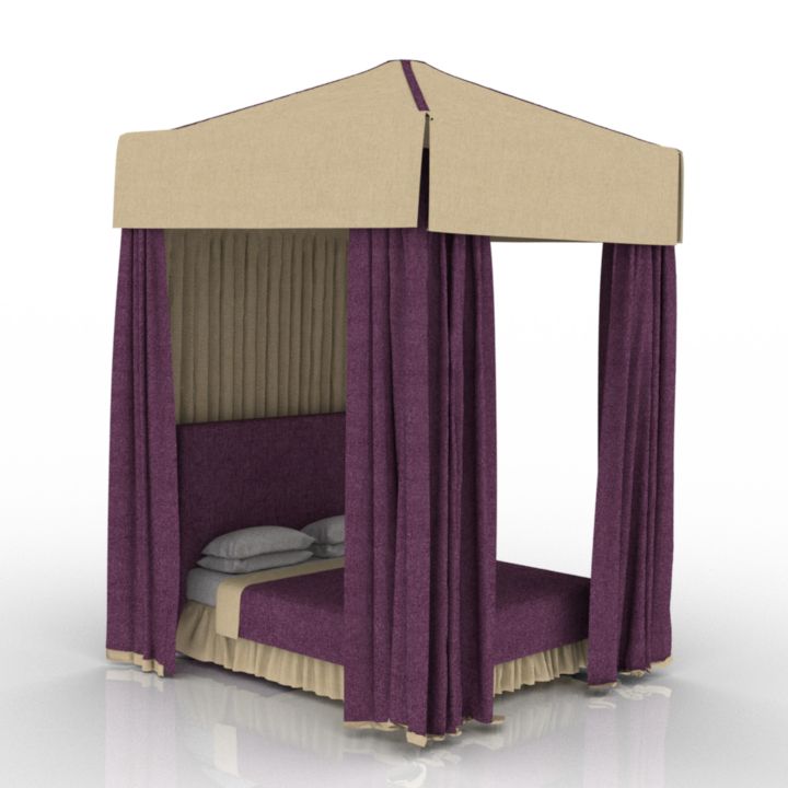 Curtain Bed-Very Nice Bed With Canopy 3d model