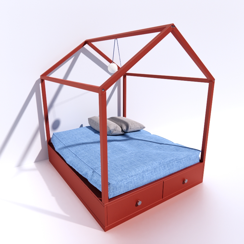 House Framed Bed 3d model