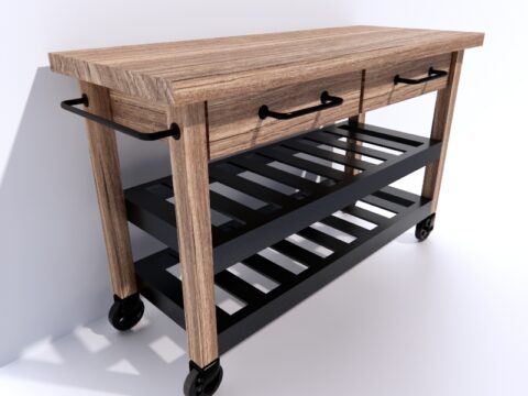 Kitchen Island-Table Cart 3d model