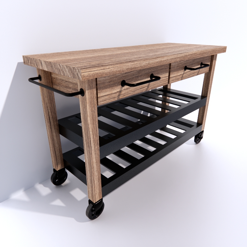 Kitchen Island-Table Cart 3d model