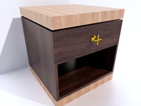 Nightstand With Brass Details 3d model