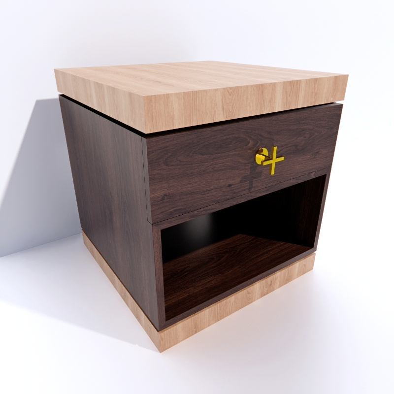 Nightstand With Brass Details 3d model